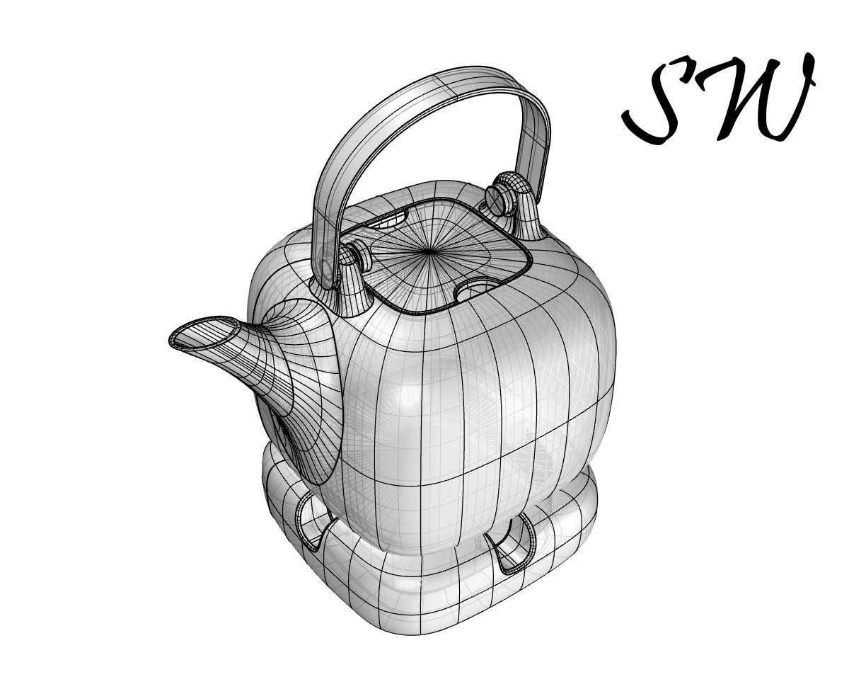 White Porcelain Teapot 3D model 3D print model_8