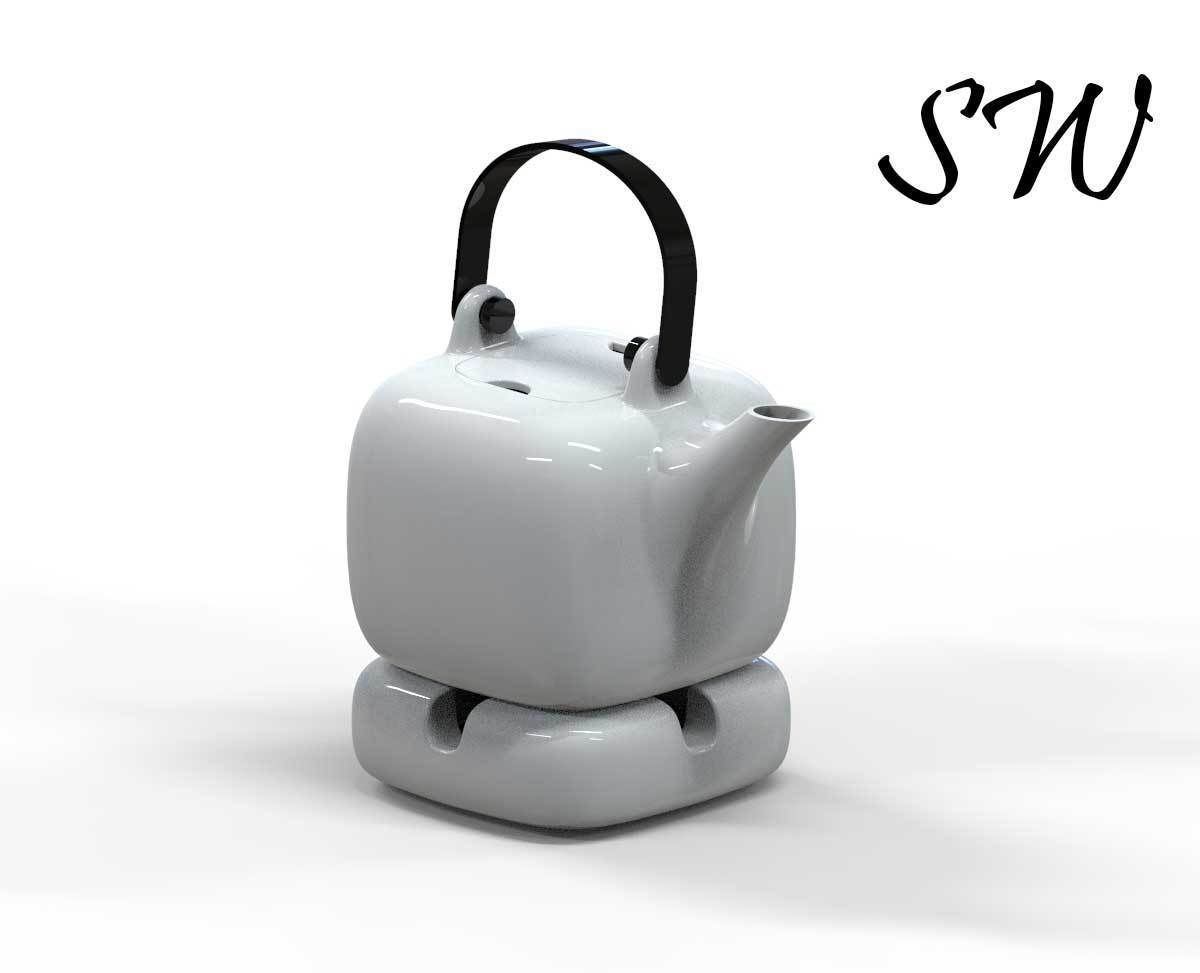 White Porcelain Teapot 3D model 3D print model_2