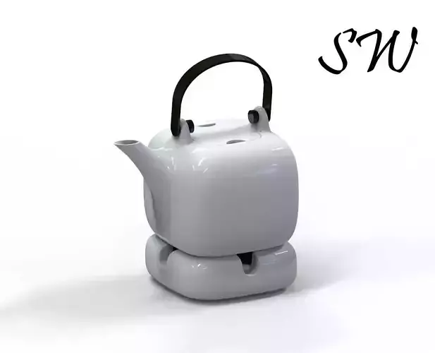 White Porcelain Teapot 3D model 3D print model