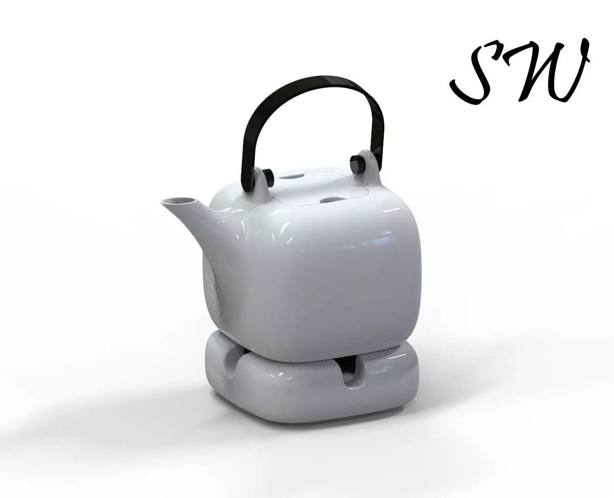White Porcelain Teapot 3D model 3D print model_0