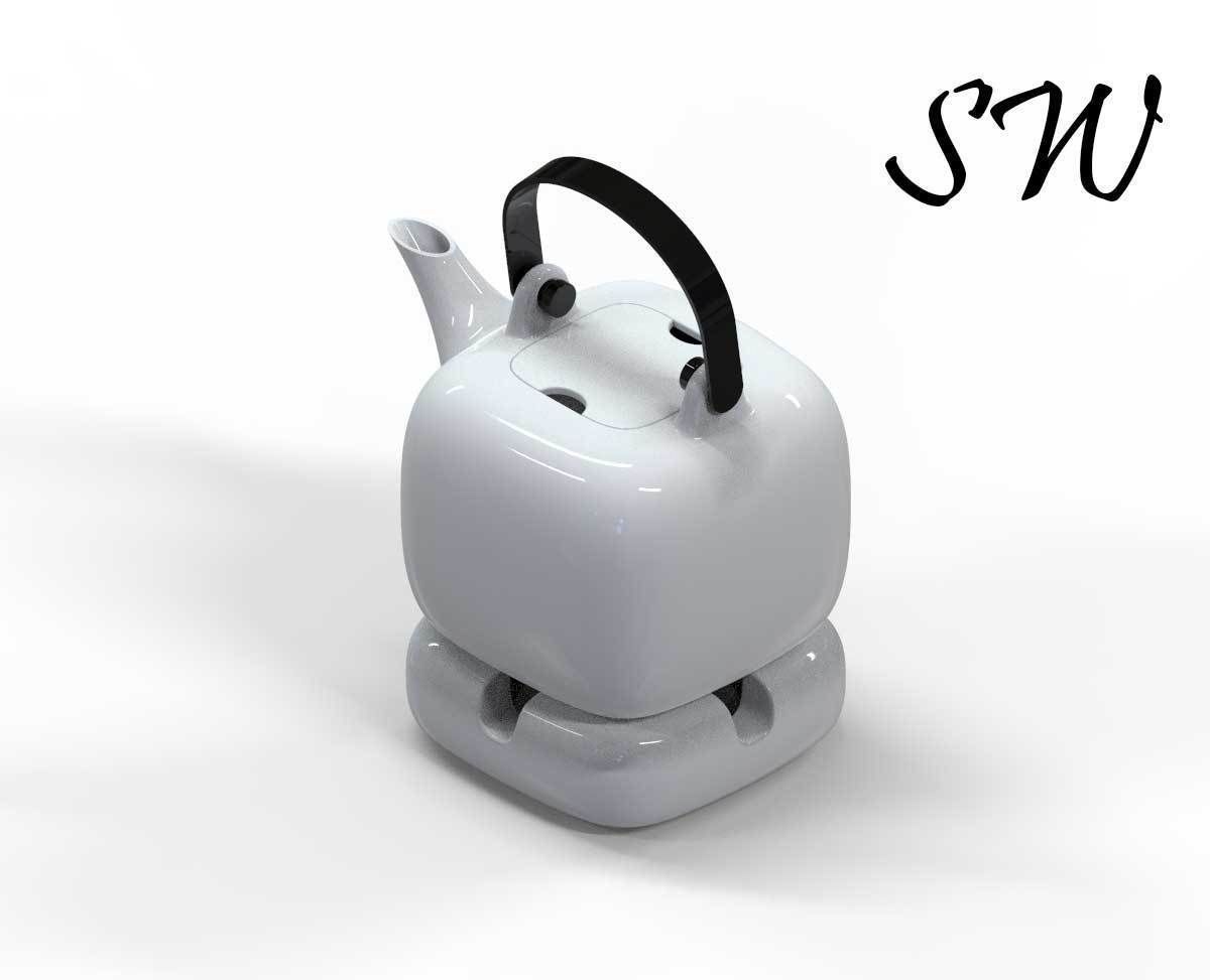 White Porcelain Teapot 3D model 3D print model_1