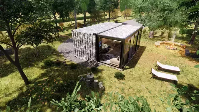 folding container house 3d model Low-poly 3D model