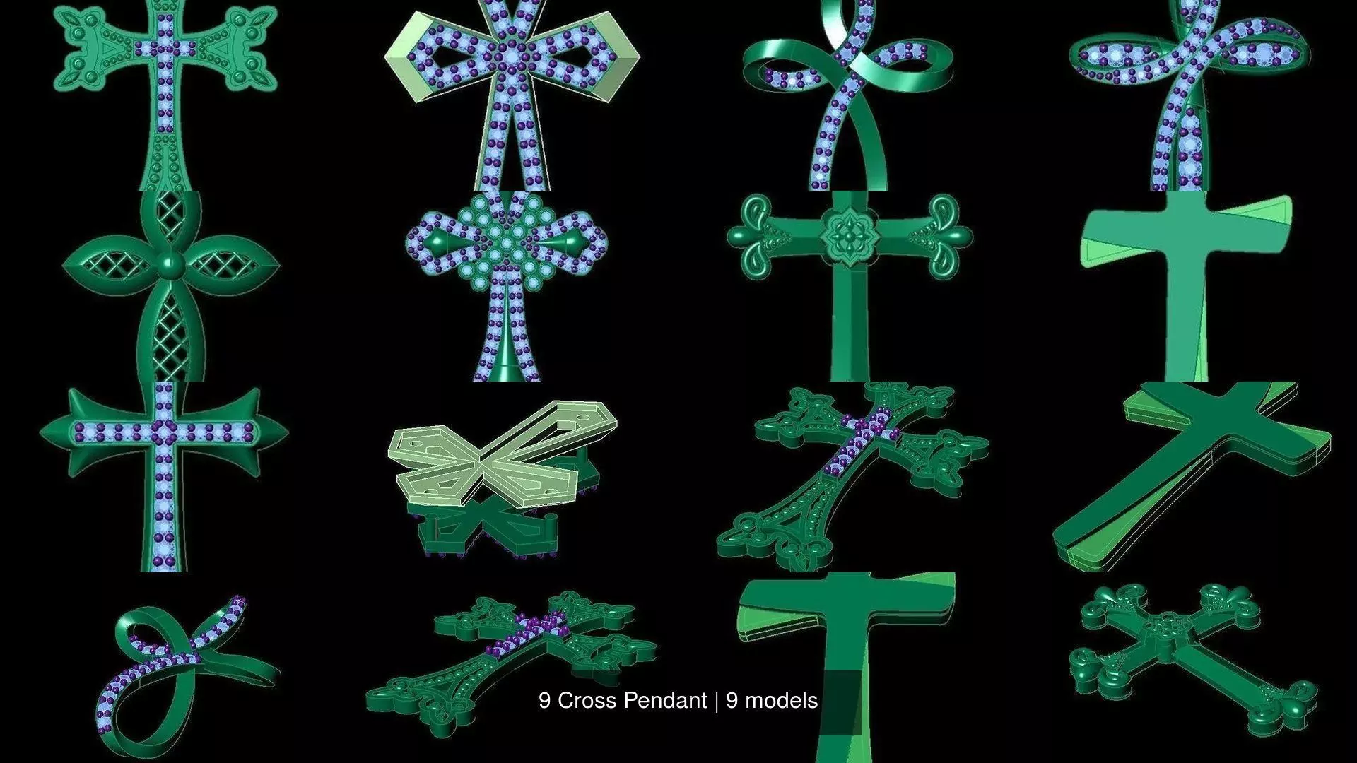 9 Cross Pendant 3D Model Collection_0