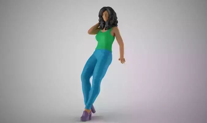 Woman Standing Leaning 3D print model