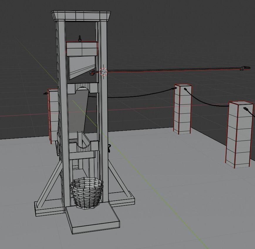 Guillotine wooden dock with chair Free 3D model_5