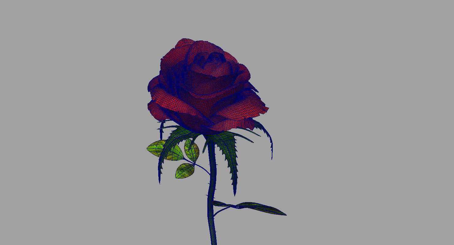 rose 3d model on stem 3D model_6