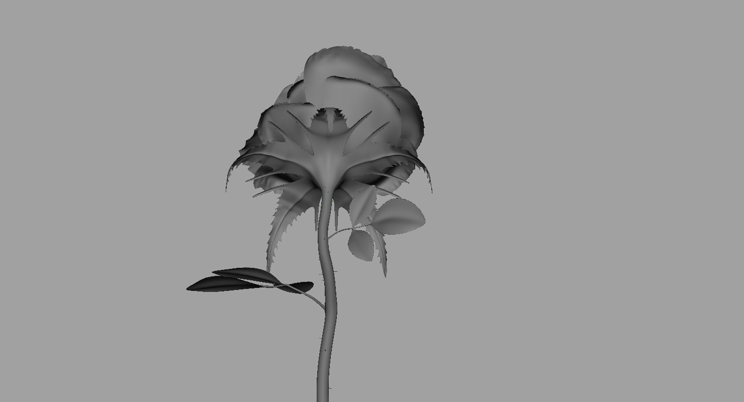 rose 3d model on stem 3D model_2