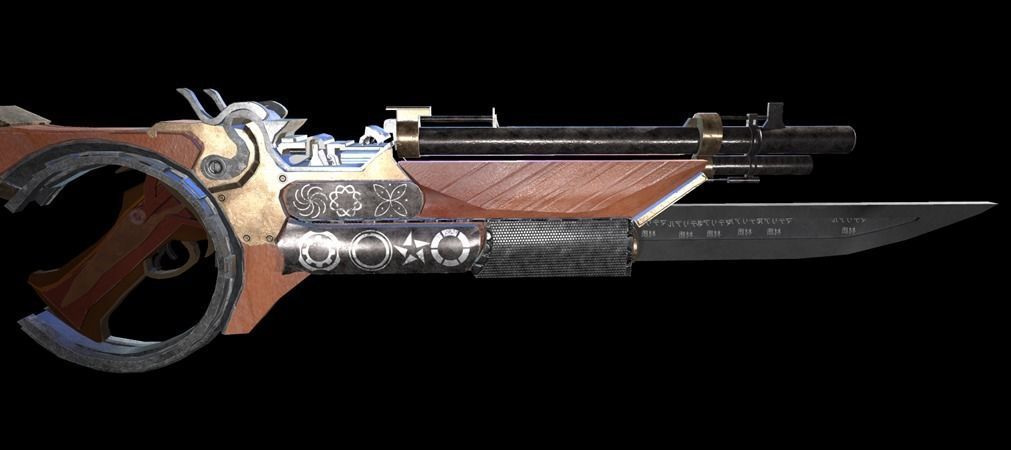 Gun With Sword Low-poly 3D model_1