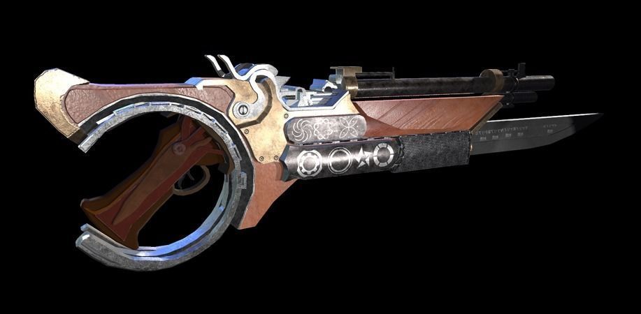 Gun With Sword Low-poly 3D model_2