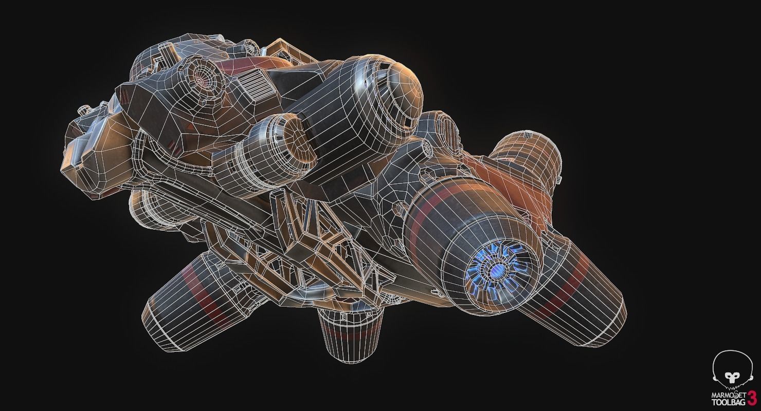 Flying truck Low-poly 3D model_21