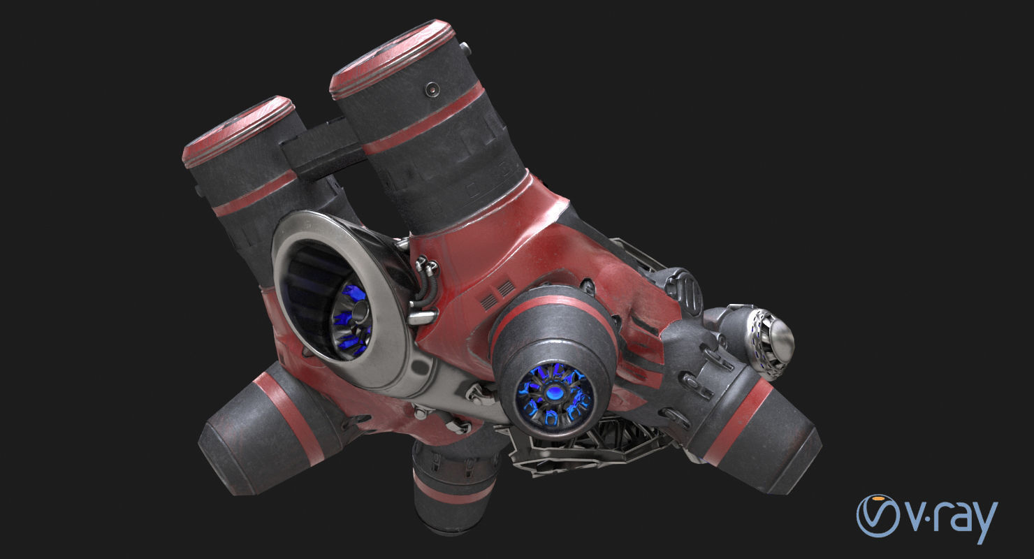 Flying truck Low-poly 3D model_3