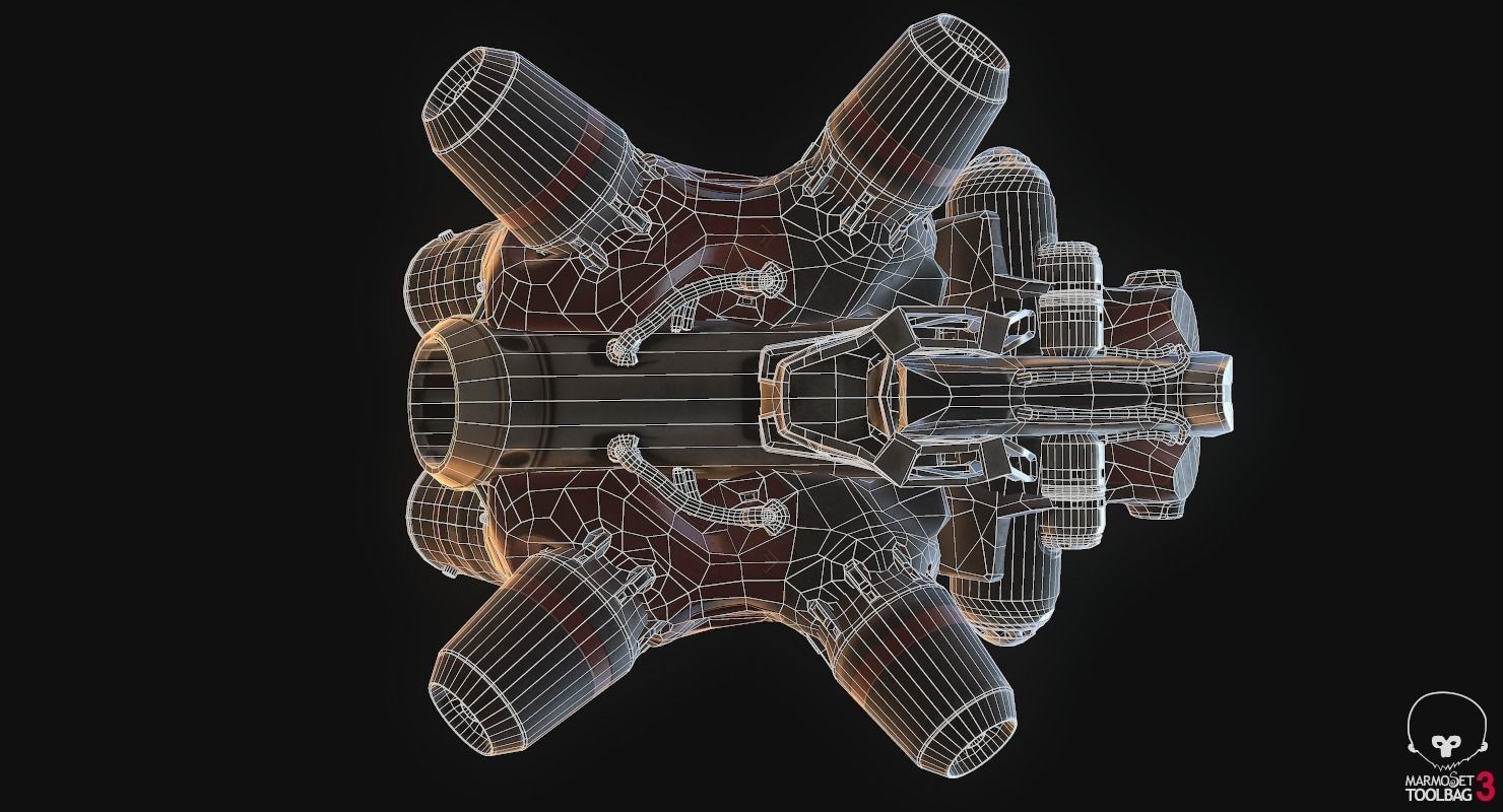 Flying truck Low-poly 3D model_19