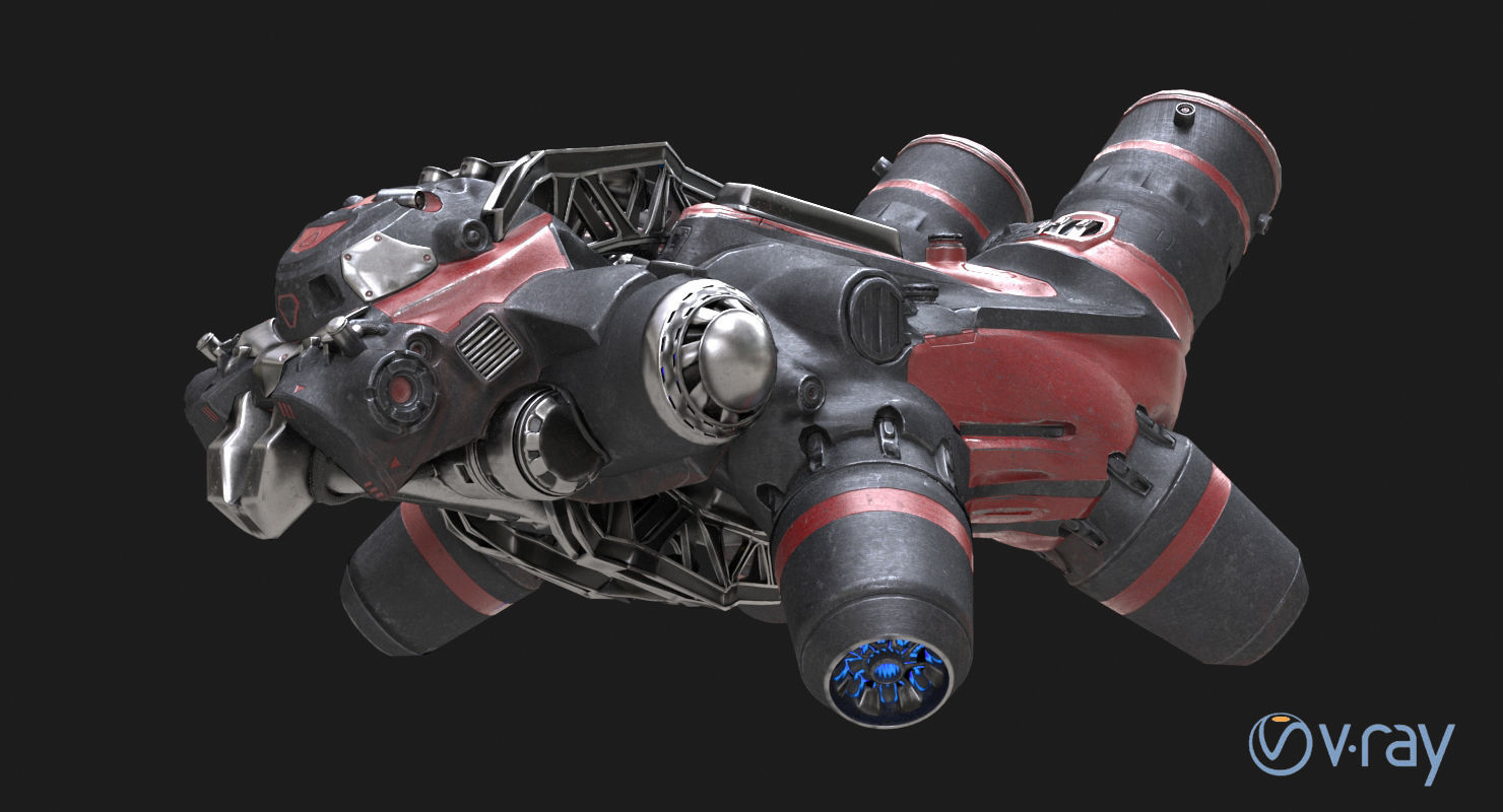 Flying truck Low-poly 3D model_2