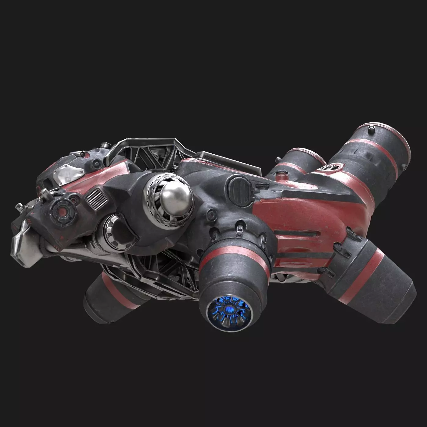 Flying truck Low-poly 3D model_0