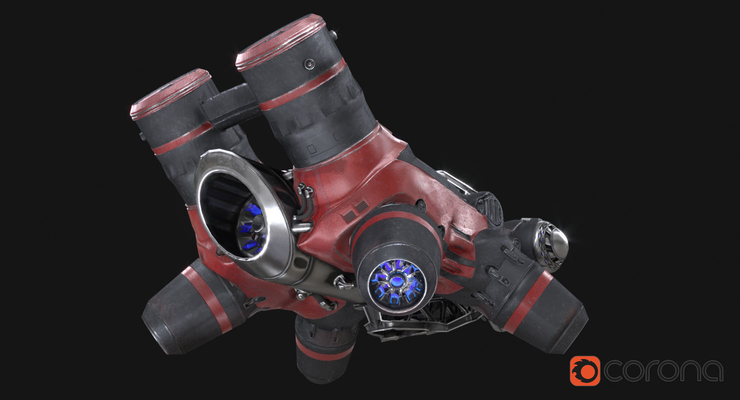 Flying truck Low-poly 3D model_6