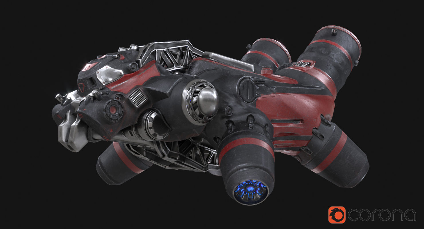 Flying truck Low-poly 3D model_5