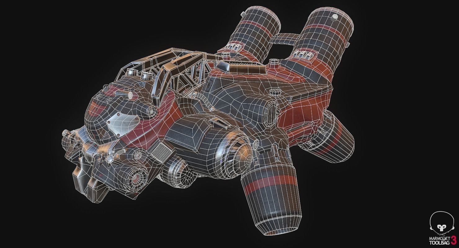 Flying truck Low-poly 3D model_16