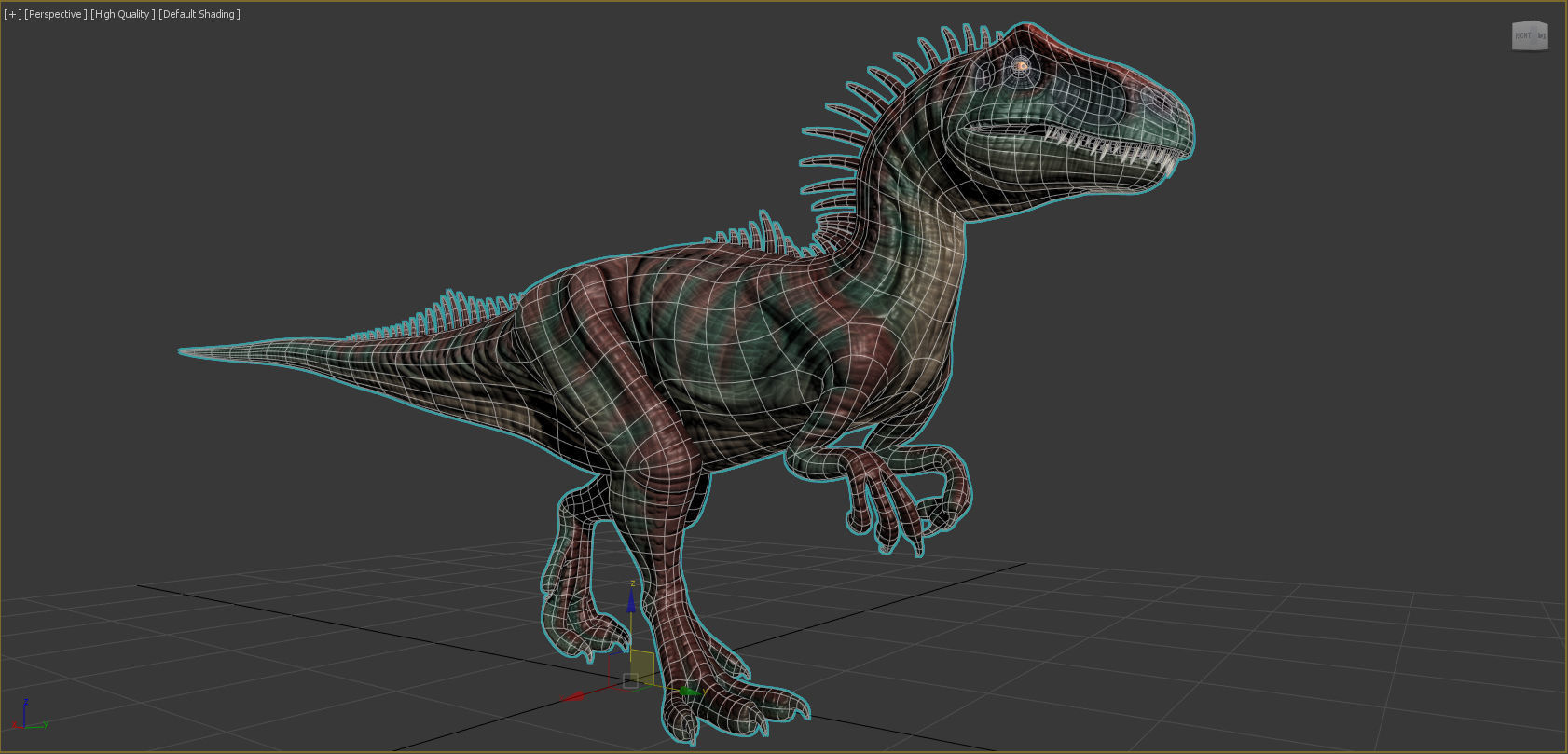 Allosaurus Dinosaur Rig and Animations Low-poly 3D model_11