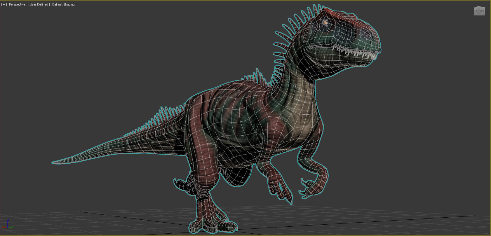 Allosaurus Dinosaur Rig and Animations Low-poly 3D model_2