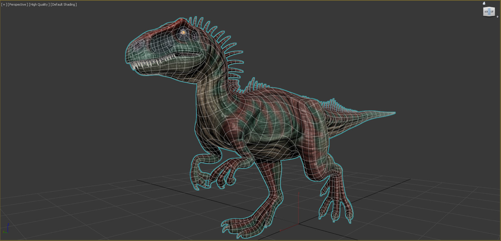 Allosaurus Dinosaur Rig and Animations Low-poly 3D model_9