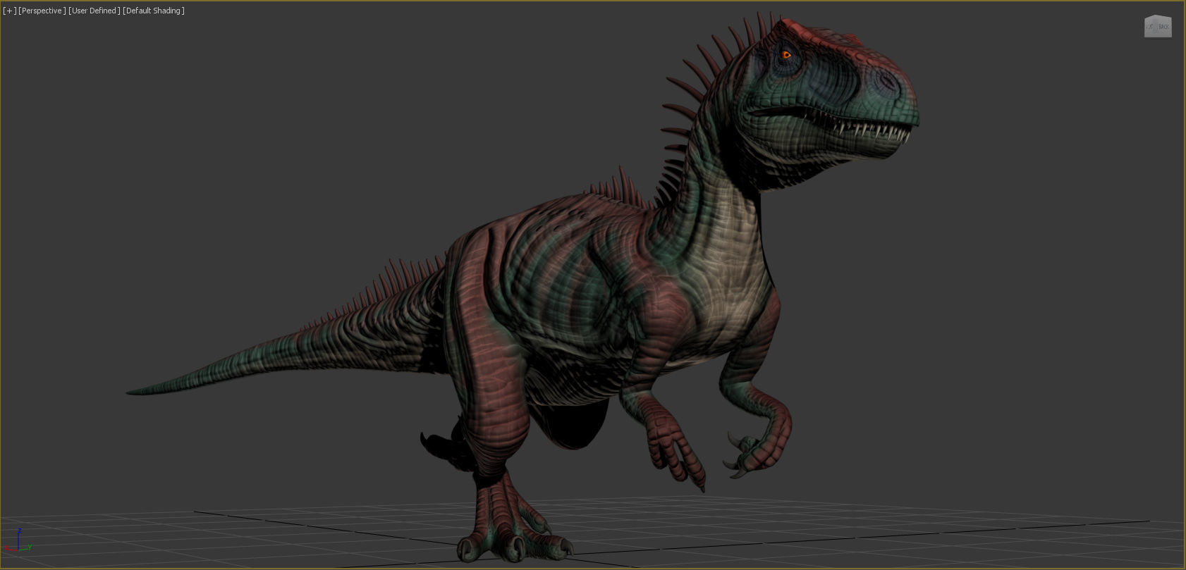 Allosaurus Dinosaur Rig and Animations Low-poly 3D model_14