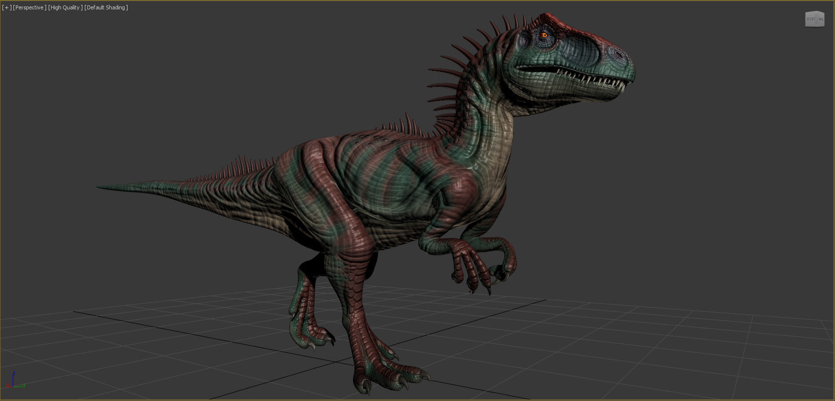 Allosaurus Dinosaur Rig and Animations Low-poly 3D model_10