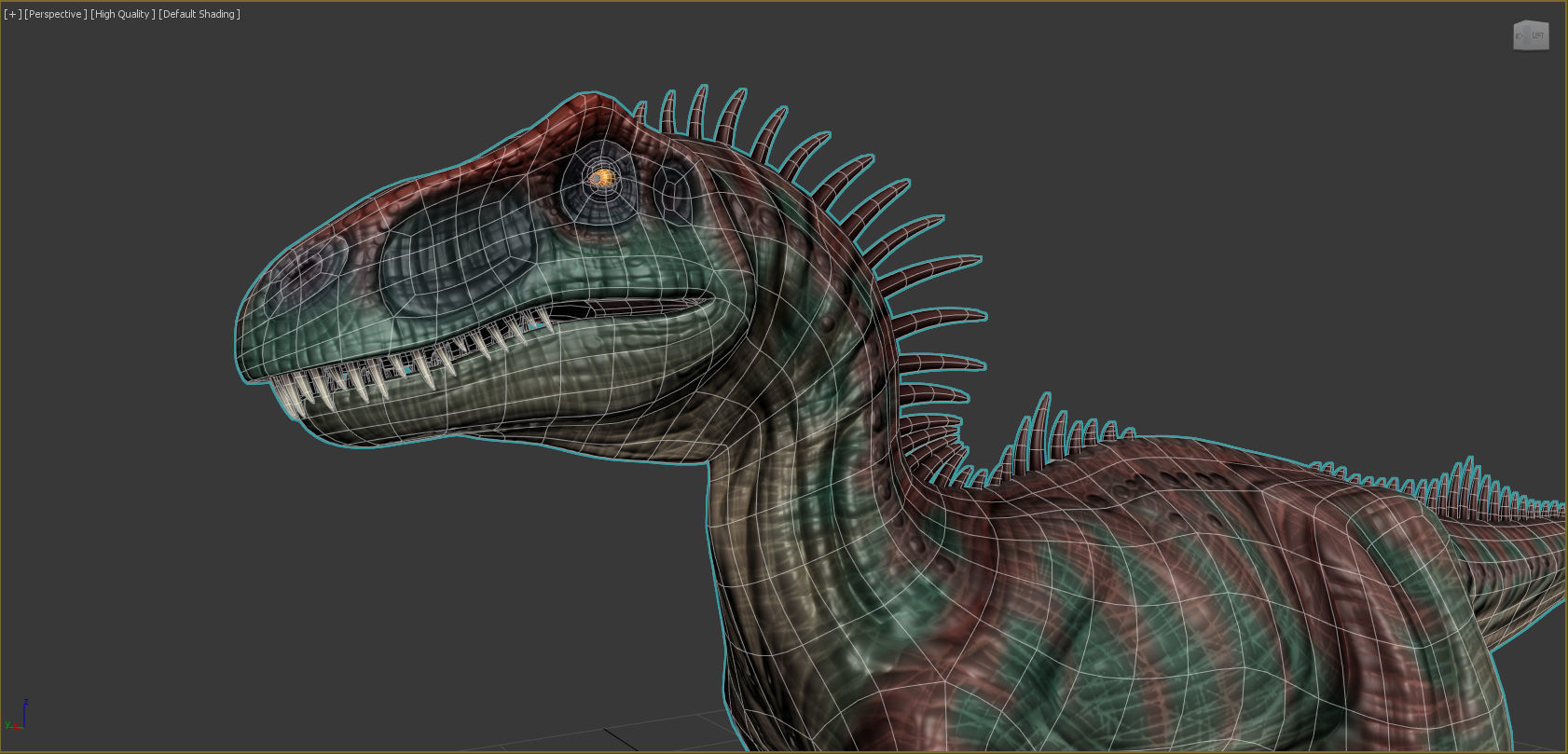 Allosaurus Dinosaur Rig and Animations Low-poly 3D model_7