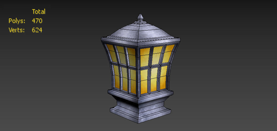 Outdoor Lamp Lantern Low-poly 3D model_4
