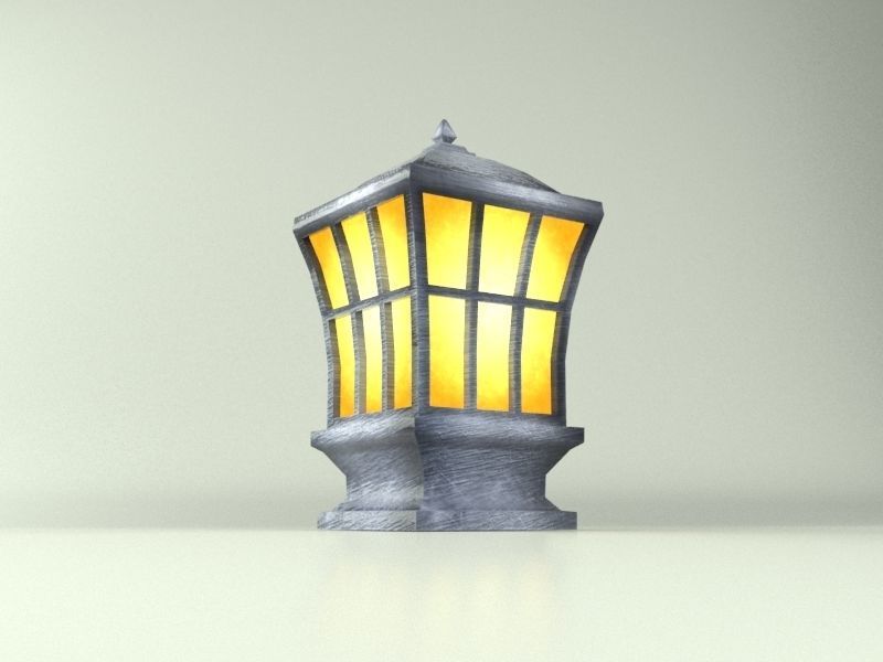 Outdoor Lamp Lantern Low-poly 3D model_1