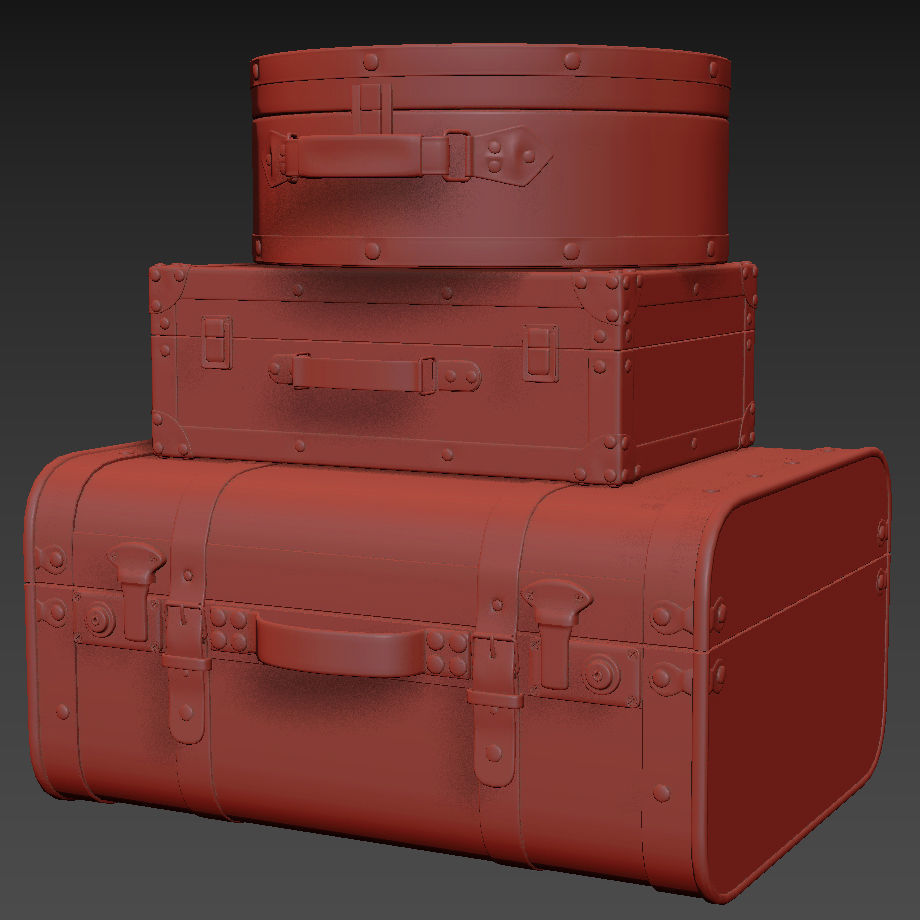 Vintage Suitcases 3D model_2