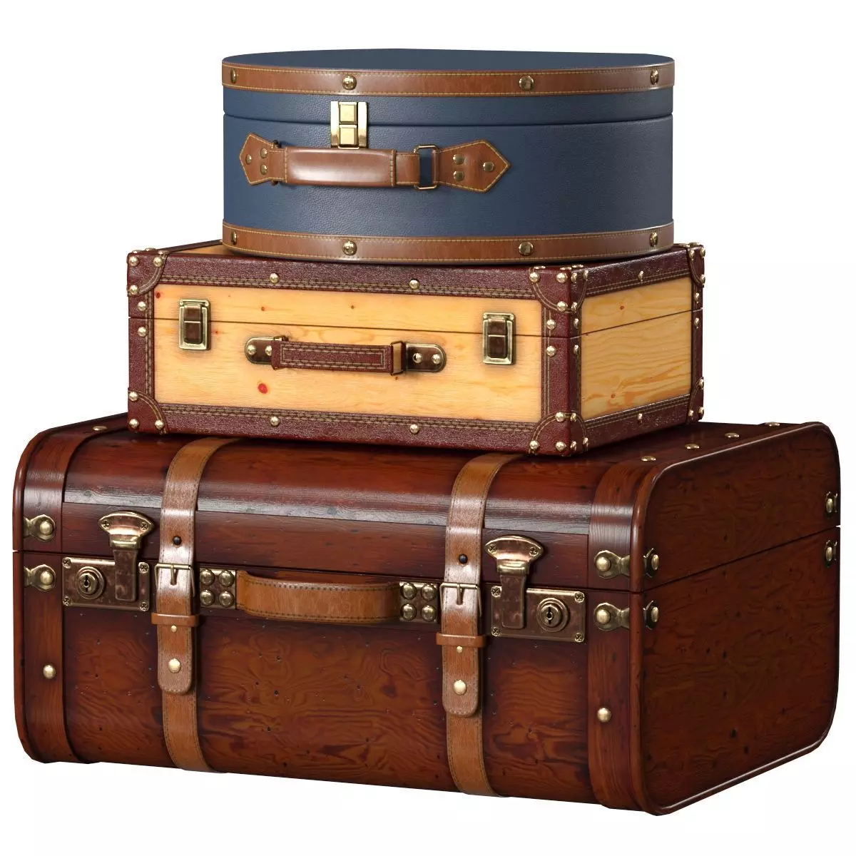 Vintage Suitcases 3D model_0