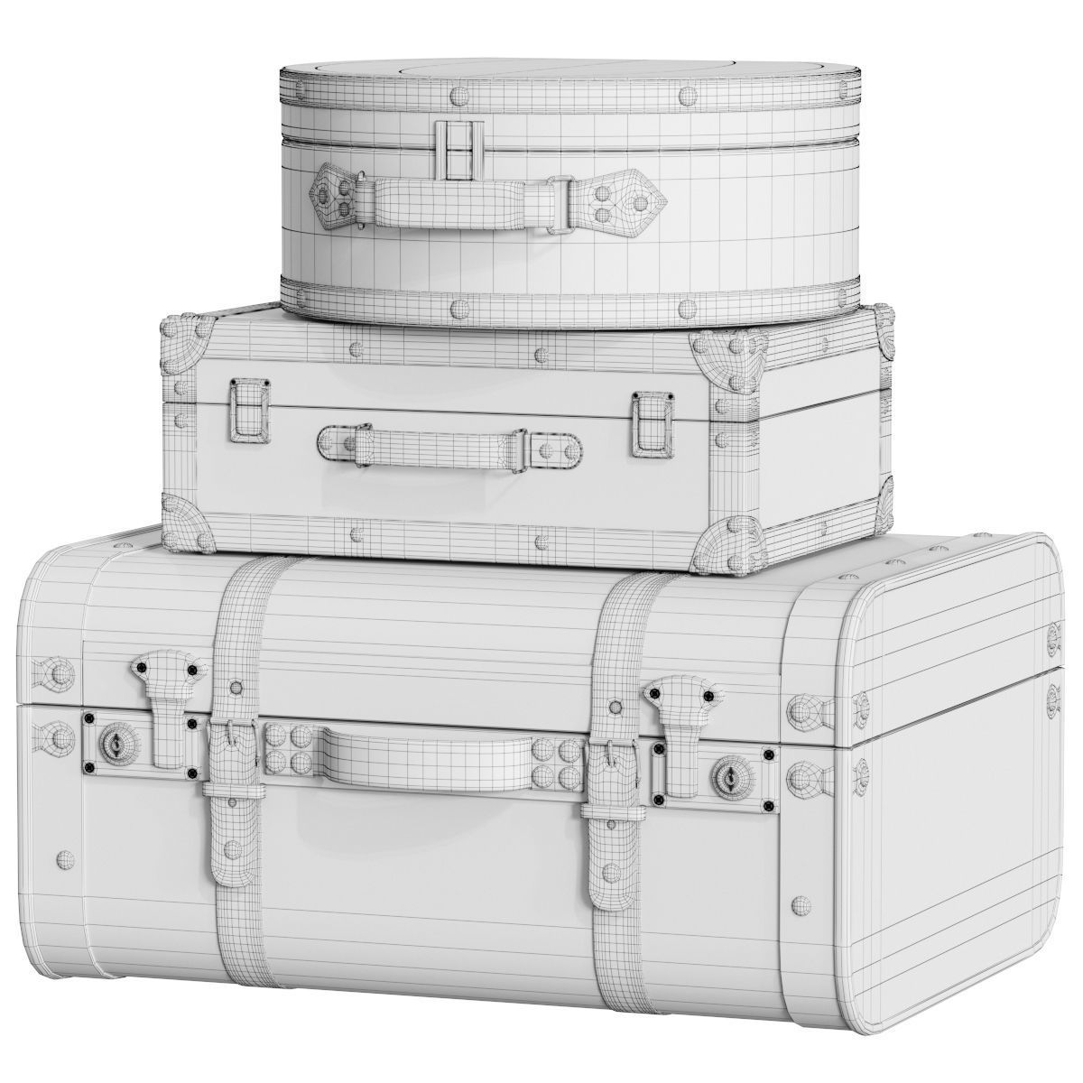 Vintage Suitcases 3D model_1