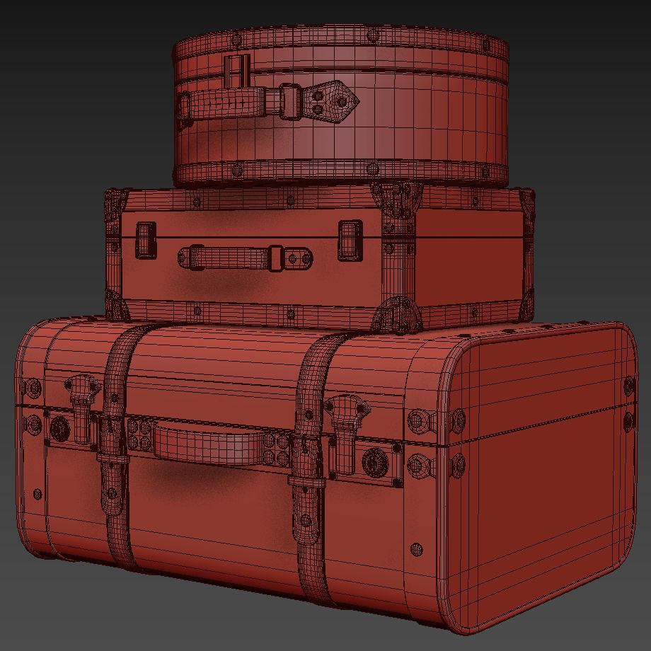 Vintage Suitcases 3D model_3