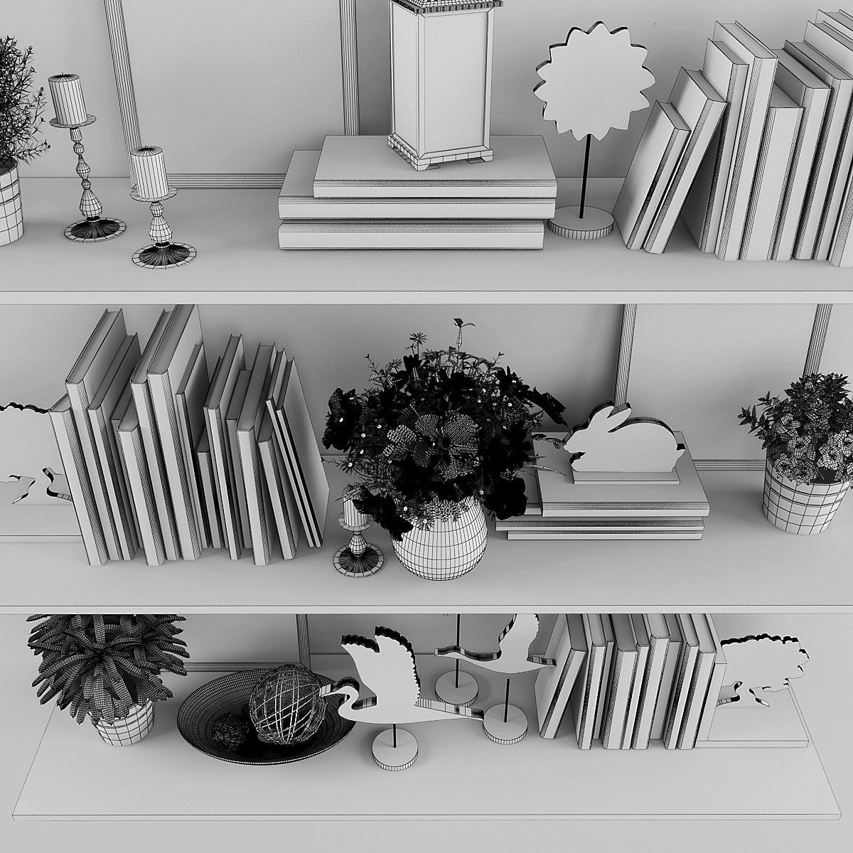 Decorative set Low-poly 3D model_4