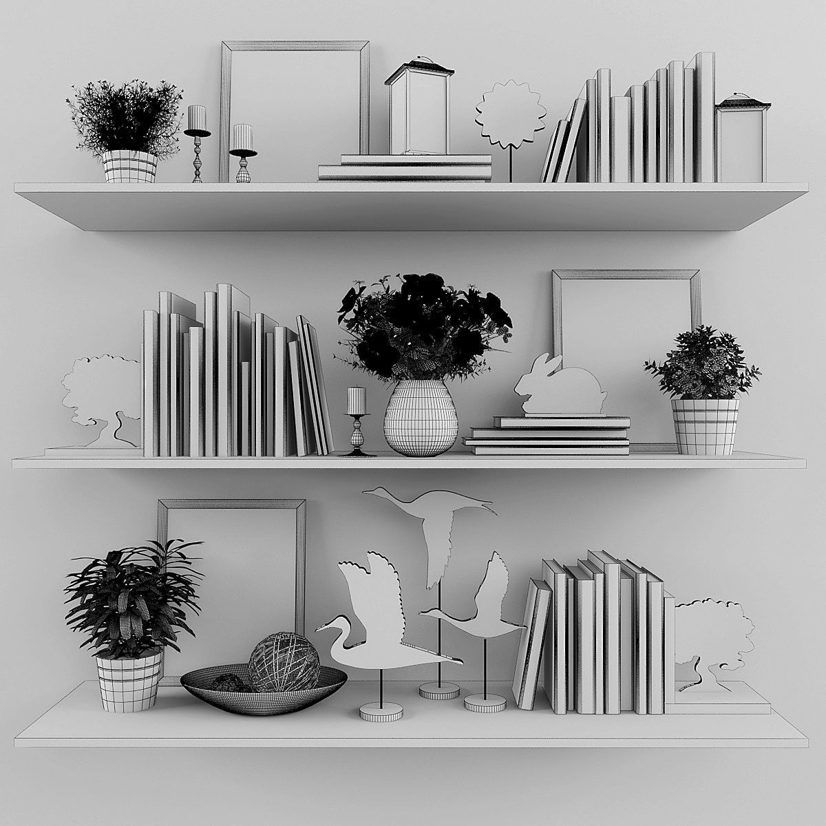 Decorative set Low-poly 3D model_3