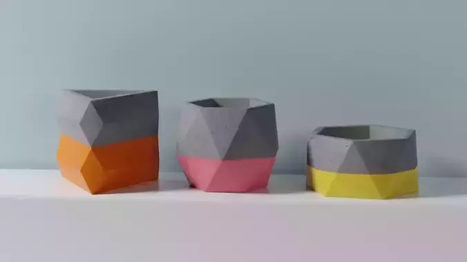 Painted Concrete Plant Pots