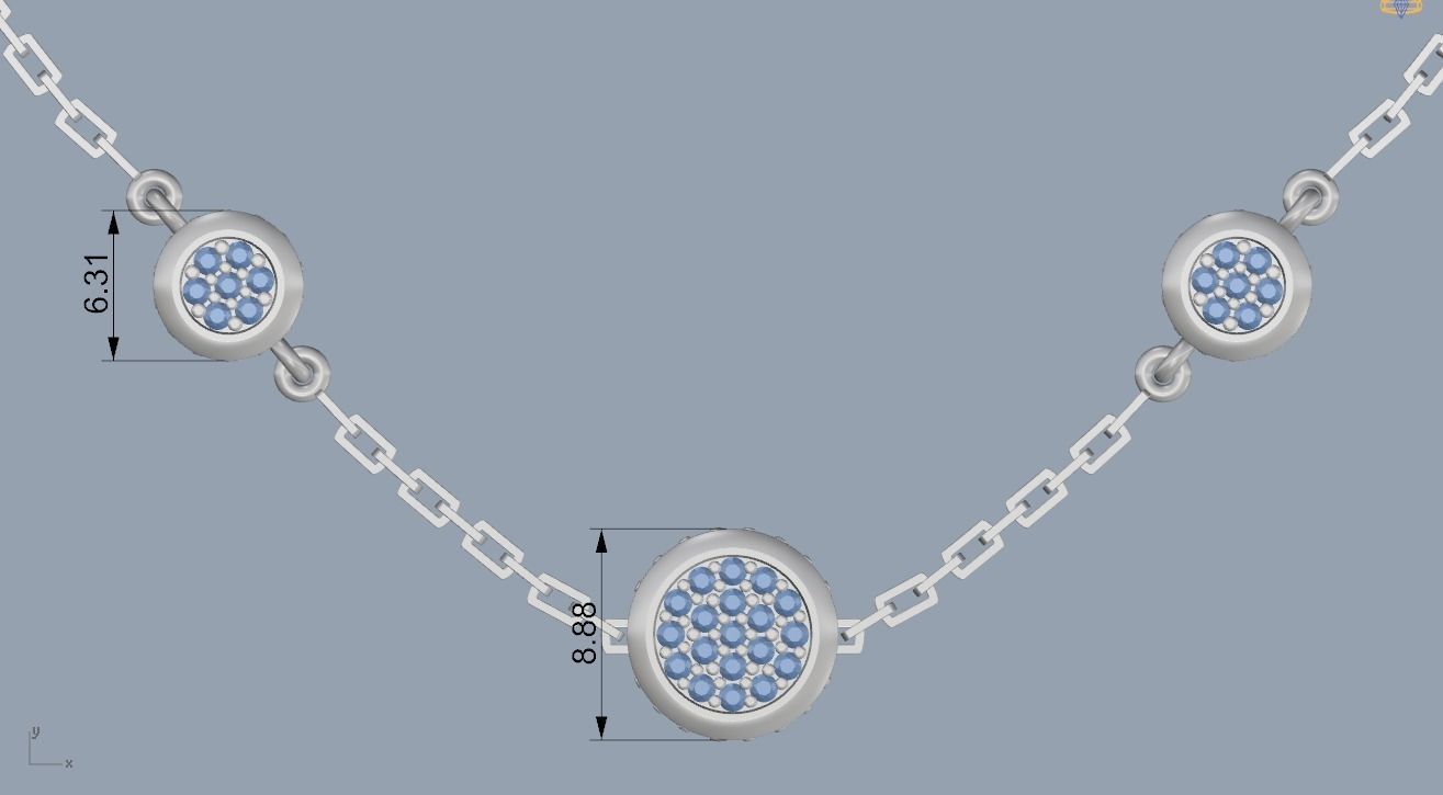 Pandora aquamarine and diamond bracelet 3D print model_16