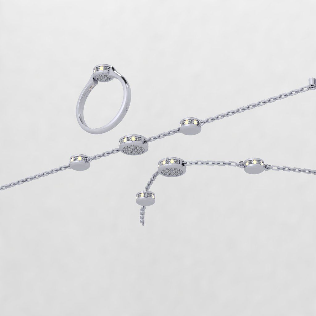 Pandora aquamarine and diamond bracelet 3D print model_5