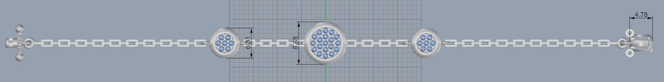 Pandora aquamarine and diamond bracelet 3D print model_17