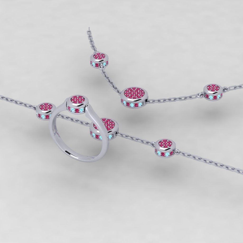 Pandora aquamarine and diamond bracelet 3D print model_3