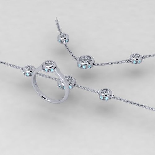 Pandora aquamarine and diamond bracelet 3D print model