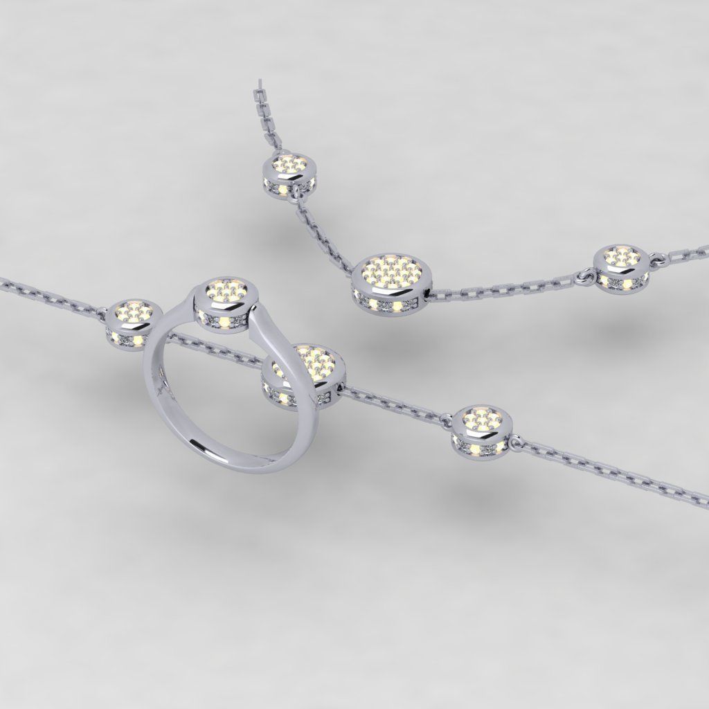 Pandora aquamarine and diamond bracelet 3D print model_4