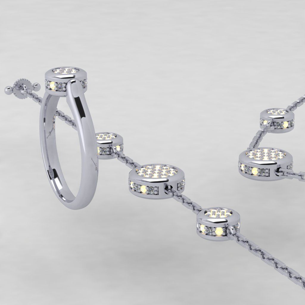 Pandora aquamarine and diamond bracelet 3D print model_6