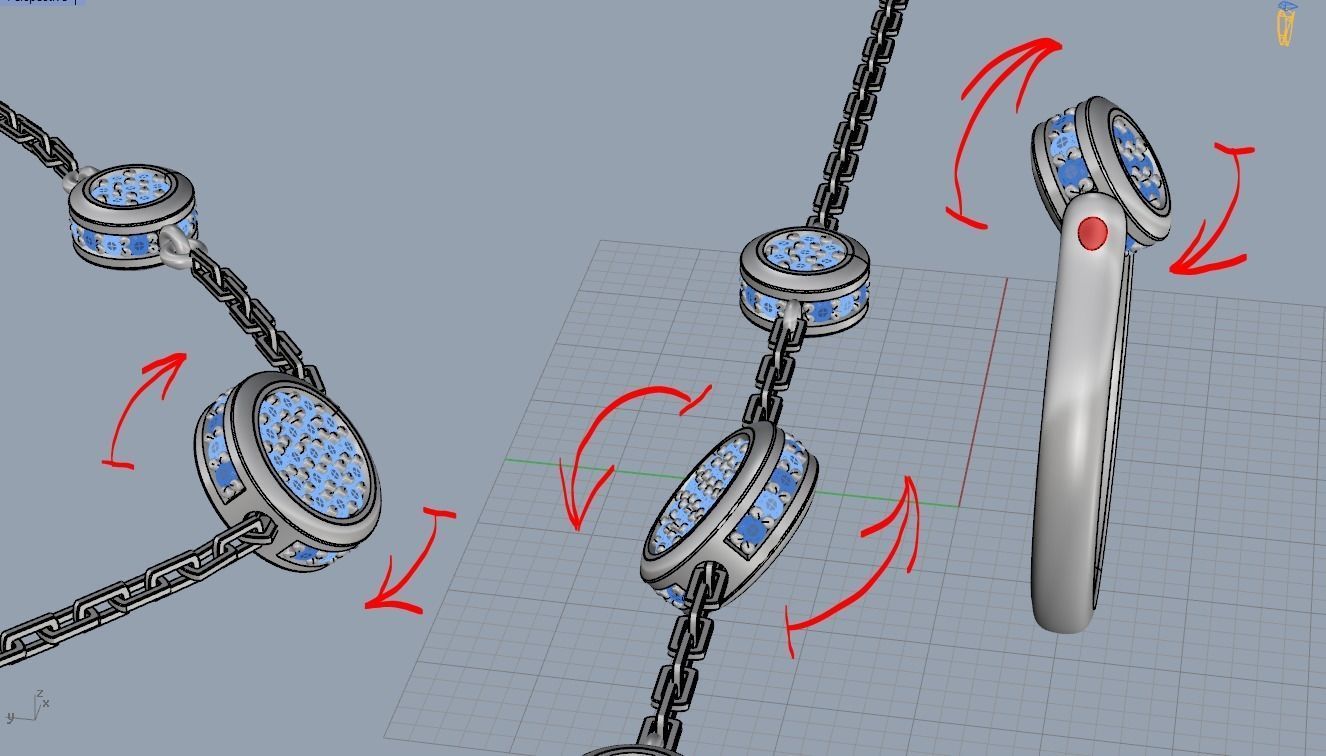 Pandora aquamarine and diamond bracelet 3D print model_12