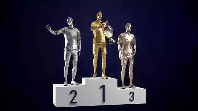 Footballers At The Pedestal PBR Rigged Low-poly 3D model