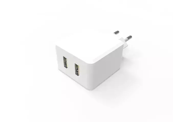 AC Charger - 2USB - EU Plug 3D model