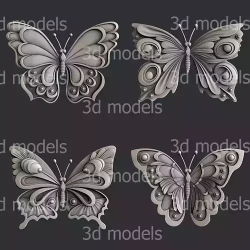 3d STL models for CNC router set butterfly 3D model