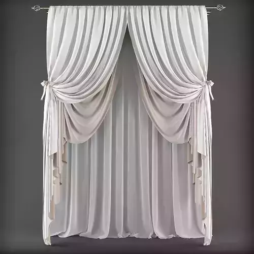 Curtain with bows Low-poly 3D model