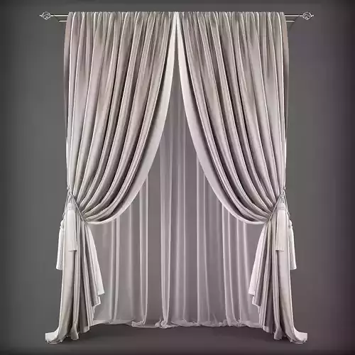 Curtain pair of curtains Low-poly 3D model