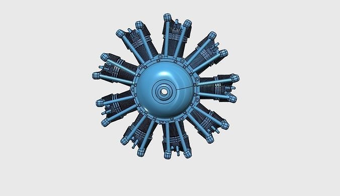 nine cylinder radial engine  3D print model